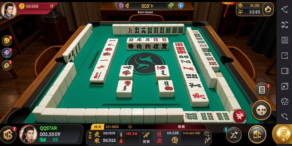 Tampilan gameplay menarik di QQSTAR dengan elemen Mahjong yang menantang.