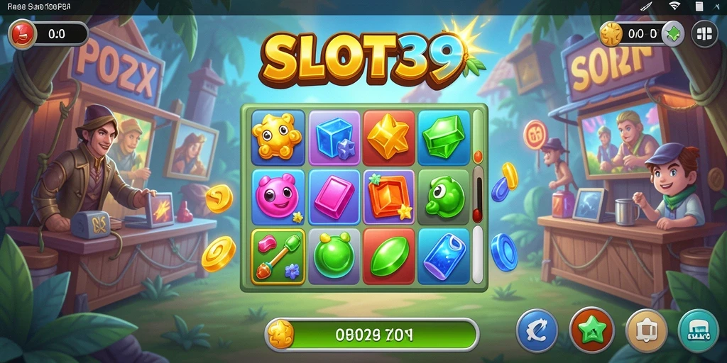 Tampilan gameplay SLOT39 yang menarik dan penuh warna pada layar.